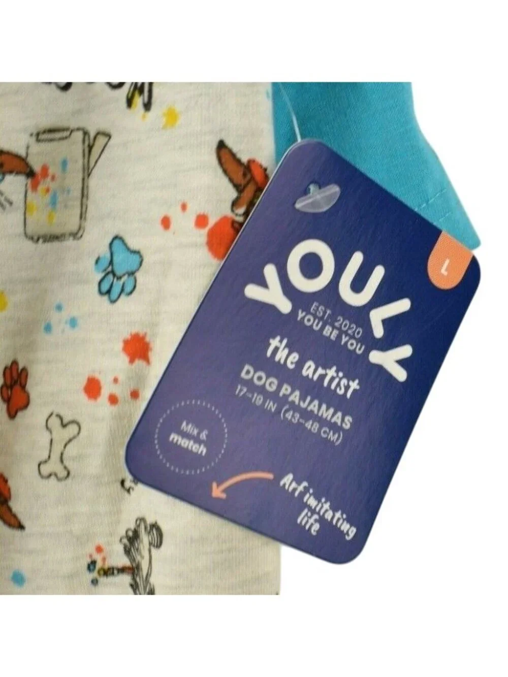 Youly Dog Large 17 to 19 inches The Artist Blue Pet Pajamas